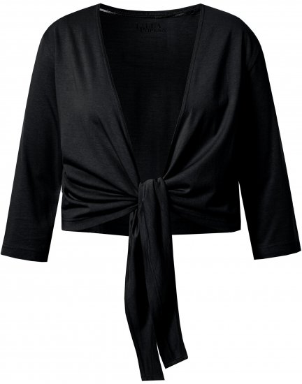 Ulla Popken Versatile Surplice Wrap Tie Hem Bolero Top Black - Camisetas - 