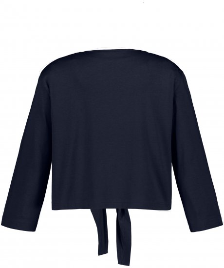 Ulla Popken Versatile Surplice Wrap Tie Hem Bolero Top Navy - Camisetas - 