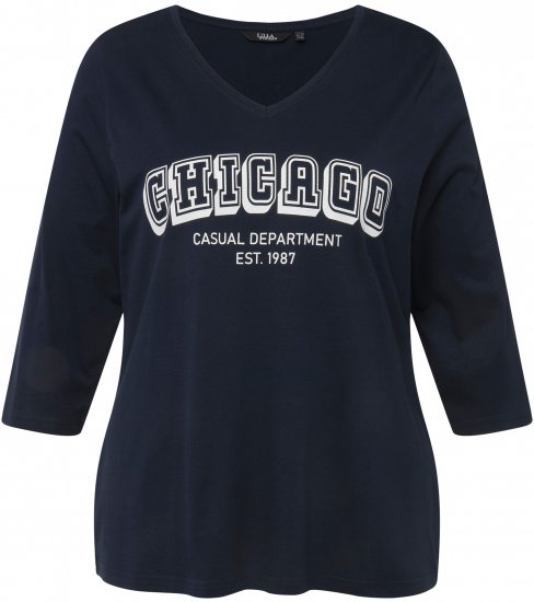 Ulla Popken City Name Graphic Tee Navy - Camisetas estampadas para mujer - 