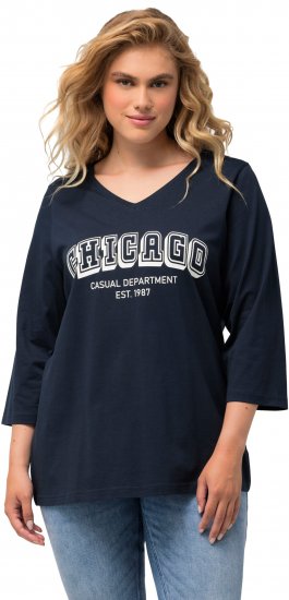 Ulla Popken City Name Graphic Tee Navy - Camisetas estampadas para mujer - 
