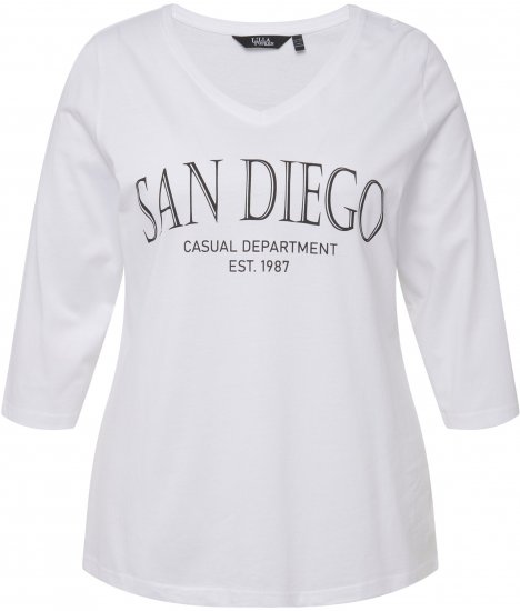 Ulla Popken City Name Graphic Tee Snow White - Camisetas estampadas para mujer - 