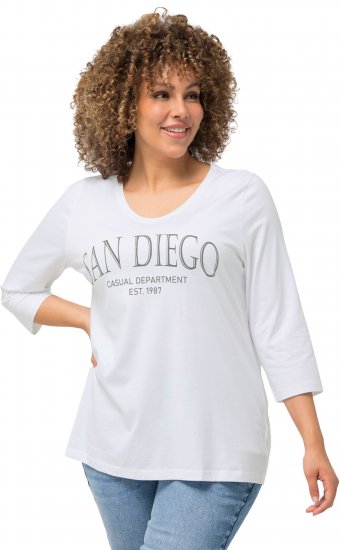 Ulla Popken City Name Graphic Tee Snow White - Camisetas estampadas para mujer - 