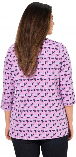 Ulla Popken Geometric Pattern 3/4 Sleeve Tee Amethyst - Camisetas estampadas para mujer - 