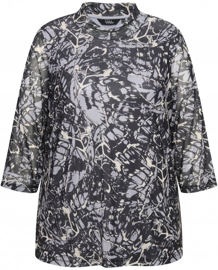 Ulla Popken Mesh Butterfly Wing Layered Tee Black - Camisetas - 