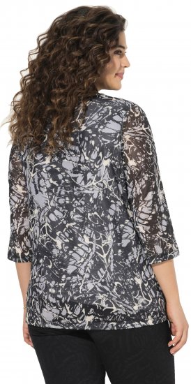 Ulla Popken Mesh Butterfly Wing Layered Tee Black - Camisetas - 