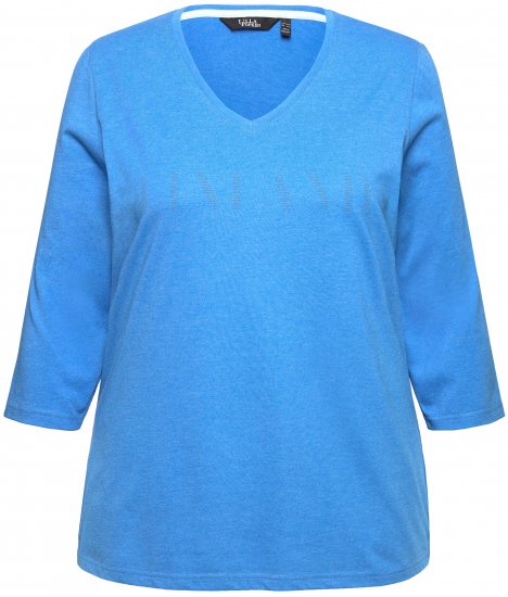 Ulla Popken Country Lettered 3/4 Sleeve Tee Teal Blue - Camisetas estampadas para mujer - 
