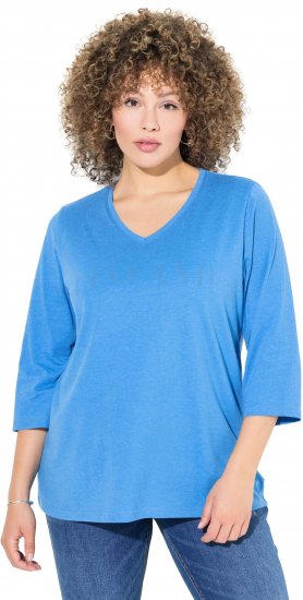 Ulla Popken Country Lettered 3/4 Sleeve Tee Teal Blue - Camisetas estampadas para mujer - 