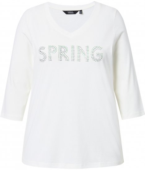 Ulla Popken SPRING Studded 3/4 Sleeve Tee Off-White - Camisetas - 