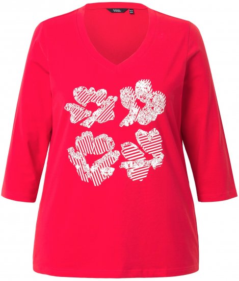 Ulla Popken Floral Graphic V-Neck Tee Lychee - Camisetas estampadas para mujer - 