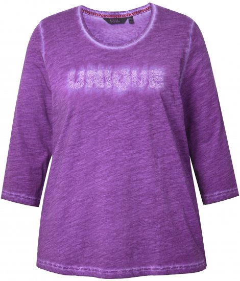 Ulla Popken UNIQUE Embroidered 3/4 Sleeve Tee Purple - Camisetas - 