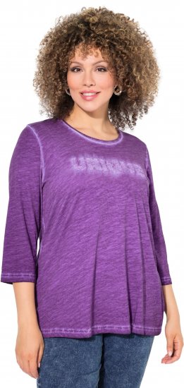 Ulla Popken UNIQUE Embroidered 3/4 Sleeve Tee Purple - Camisetas - 