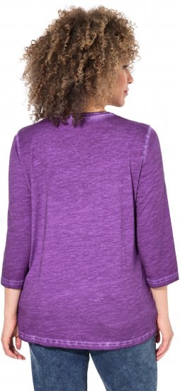 Ulla Popken UNIQUE Embroidered 3/4 Sleeve Tee Purple - Camisetas - 