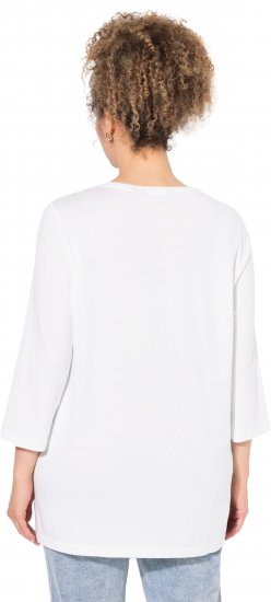Ulla Popken Casual Mood Floral V-Neck Tee Off-White - Camisetas - 