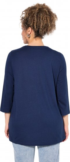 Ulla Popken Casual Mood Floral V-Neck Tee Navy - Camisetas - 