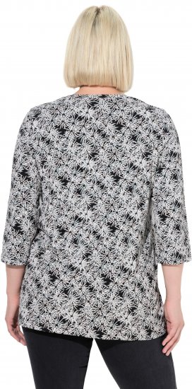 Ulla Popken Graphic Flower A-Line 3/4 Sleeve Tee Soft Light Blue - Camisetas - 