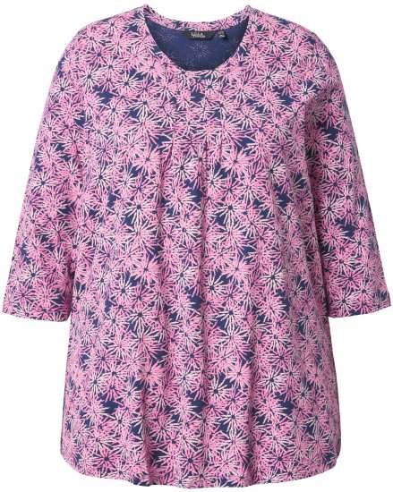 Ulla Popken Graphic Flower A-Line 3/4 Sleeve Tee Pink - Camisetas - 