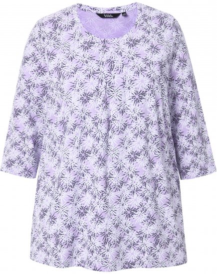 Ulla Popken Graphic Flower A-Line 3/4 Sleeve Tee Lavender - Camisetas - 