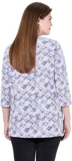 Ulla Popken Graphic Flower A-Line 3/4 Sleeve Tee Lavender - Camisetas - 