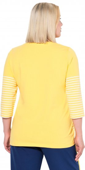 Ulla Popken Paper Boat Print 3/4 Sleeve Tee Sun Yellow - Camisetas estampadas para mujer - 