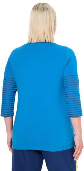 Ulla Popken Paper Boat Print 3/4 Sleeve Tee Pacific Blue - Camisetas estampadas para mujer - 