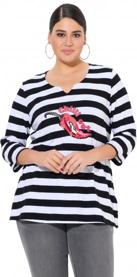 Ulla Popken Chilli Pepper Sequined 3/4 Sleeve Graphic Tee Black - Camisetas - 