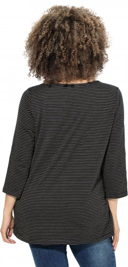 Ulla Popken Glitter Stripe 3/4 Sleeve Tee Anthracite - Camisetas estampadas para mujer - 