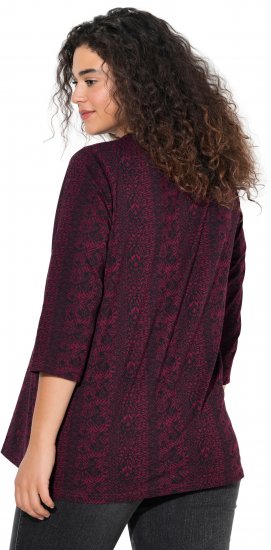 Ulla Popken Mixed Pattern Stripe 3/4 Sleeve Tee Black - Camisetas - 