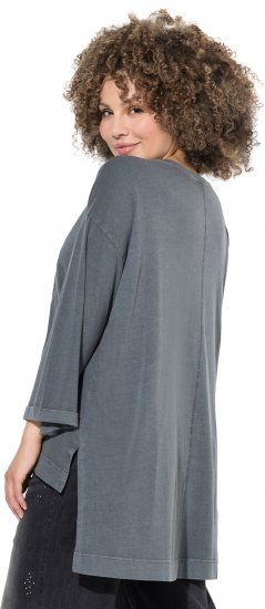 Ulla Popken 87 Applique Oversized Long Sleeve Tee Graphite Grey - Camisetas - 