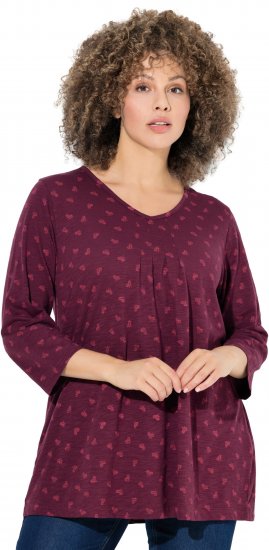Ulla Popken Flower Print 3/4 Sleeve Tee Dark Ruby - Camisetas - 
