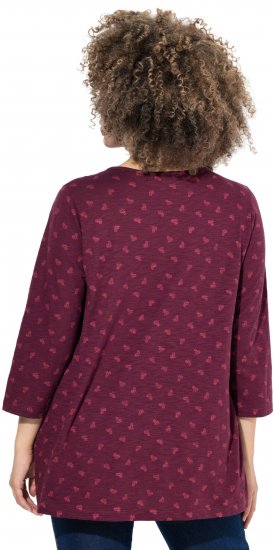 Ulla Popken Flower Print 3/4 Sleeve Tee Dark Ruby - Camisetas - 