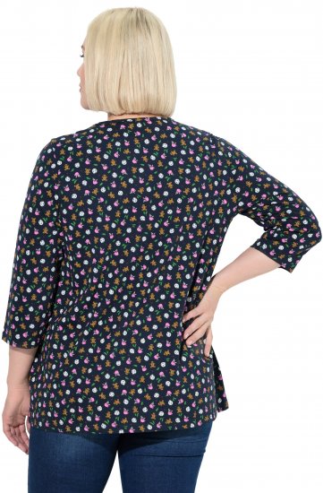 Ulla Popken Gingerbread Print 3/4 Sleeve Tee Navy - Camisetas - 