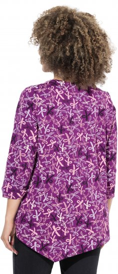 Ulla Popken Ribbon Print 3/4 Sleeve Asymmetric Tee Light Plum - Camisetas estampadas para mujer - 