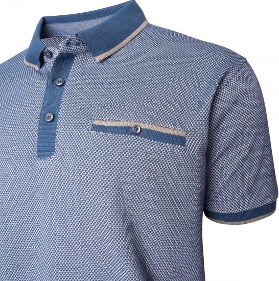 Kam Jeans 5525 Raised Dobby Fabric Polo with Tipping Indigo - Polos - Polos 2XL-8XL