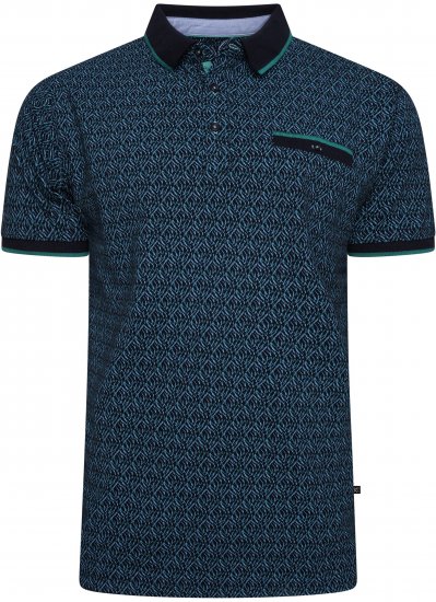 Kam Jeans 5527 AOP Pique Polo with Tipping on Collar/Cuffs Navy - Polos - Polos 2XL-8XL