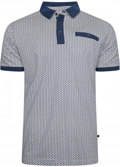 Kam Jeans 5528 AOP Print with Jacquard Collar/Cuffs Polo Navy - Polos - Polos 2XL-8XL