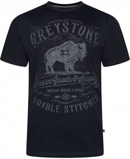 Kam Jeans 5790 Greystone Print Tee Black - Camisetas - Camisetas - 2XL-14XL