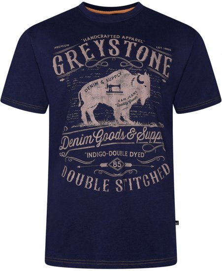 Kam Jeans 5790 Greystone Print Tee Navy - Camisetas - Camisetas - 2XL-14XL