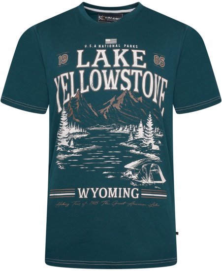 Kam Jeans 5792 Lake Yellowstone Print Tee Dark Sea - Camisetas - Camisetas - 2XL-14XL
