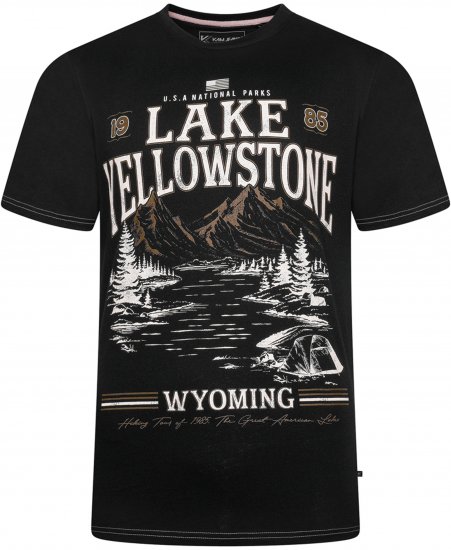 Kam Jeans 5792 Lake Yellowstone Print Tee Black - Camisetas - Camisetas - 2XL-14XL