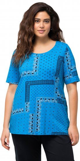 Ulla Popken Paisley A-Line Short Sleeve Tee Sapphire Blue - Camisetas estampadas para mujer - 