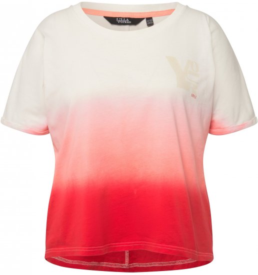Ulla Popken Dip Dyed Short Sleeve Logo Tee Off-White - Camisetas estampadas para mujer - 