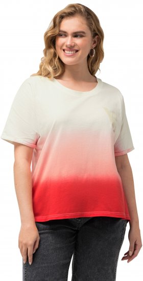 Ulla Popken Dip Dyed Short Sleeve Logo Tee Off-White - Camisetas estampadas para mujer - 