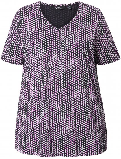 Ulla Popken So Many Dots Tee Light Heather - Camisetas estampadas para mujer - 