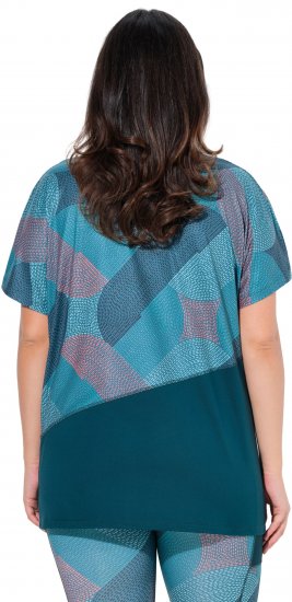 Ulla Popken Quick Drying Geometric Print Short Sleeve Tee Dark Petrol - Camisetas estampadas para mujer - 