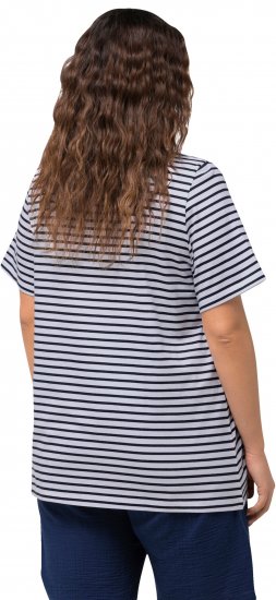 Ulla Popken Palm Tree Embroidered Tee Navy Blue - Camisetas estampadas para mujer - 