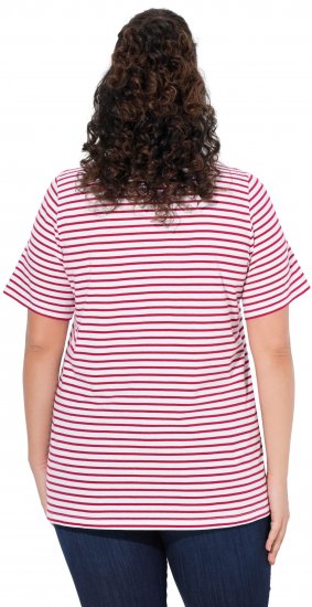 Ulla Popken Palm Tree Embroidered Tee Dark Raspberry - Camisetas estampadas para mujer - Camisetas estampadas para mujer