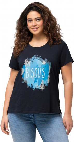 Ulla Popken BISOUS Short Sleeve Graphic Tee Navy Blue - Camisetas estampadas para mujer - 