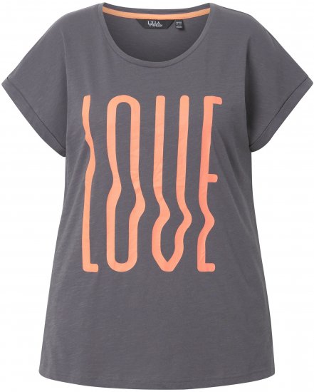 Ulla Popken LOVE Short Sleeve Graphic Tee Graphite Grey - Camisetas estampadas para mujer - 