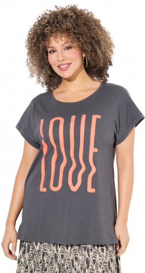 Ulla Popken LOVE Short Sleeve Graphic Tee Graphite Grey - Camisetas estampadas para mujer - 