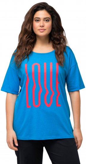 Ulla Popken LOVE Short Sleeve Graphic Tee Sapphire Blue - Camisetas estampadas para mujer - 